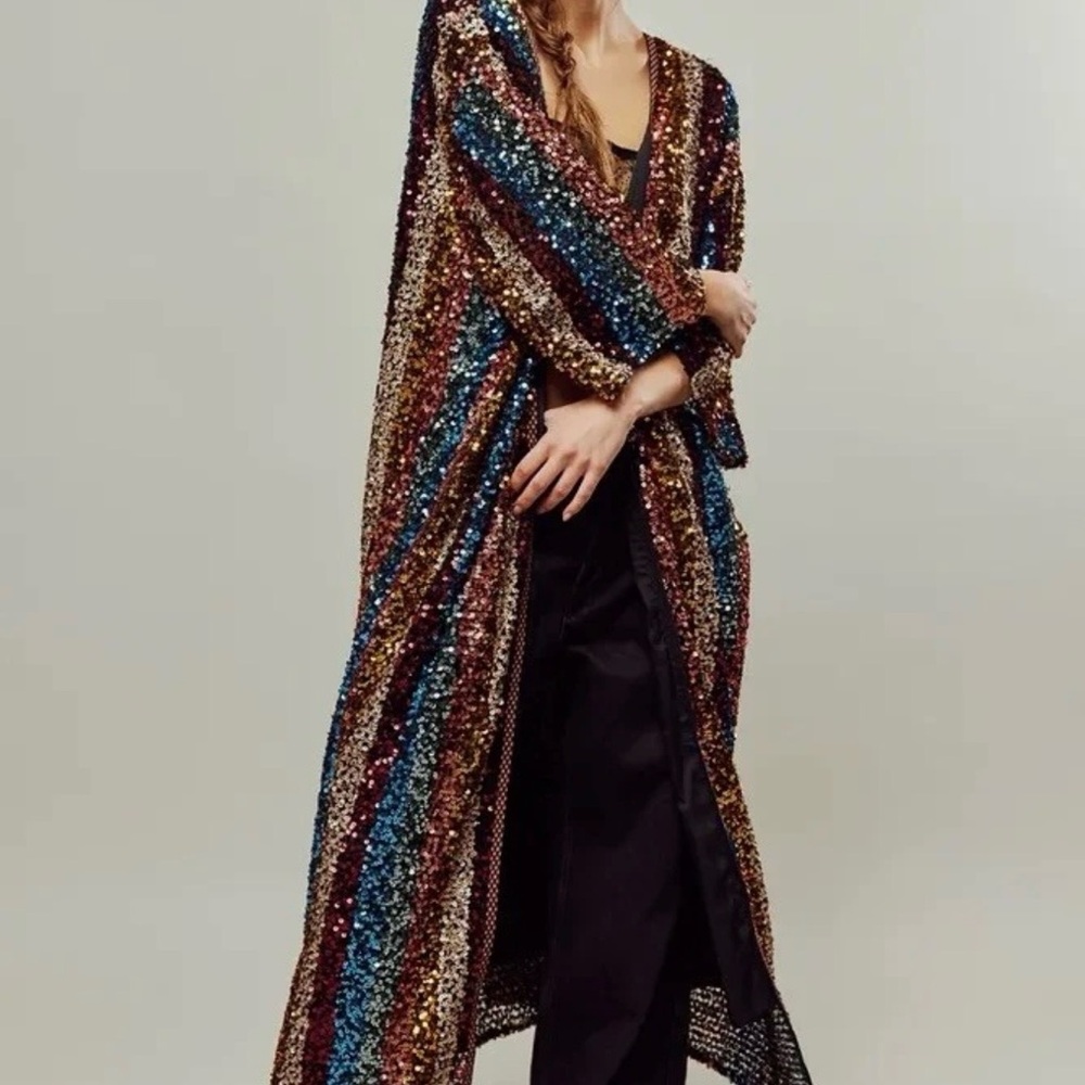 Free People Multicolor Sequin Coat